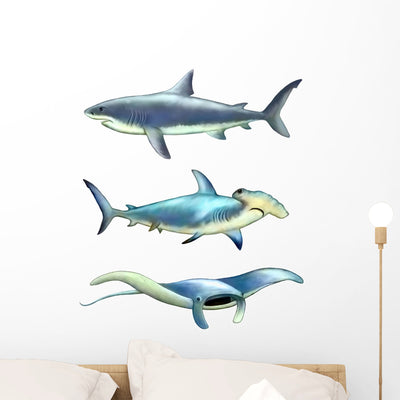 Sea Creatures Wall Stickers Wall Decal shown on a wall