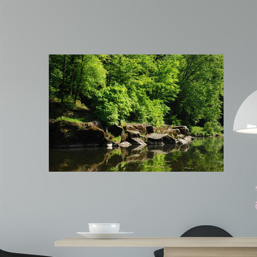 Green Trees and Stones Wall Decal