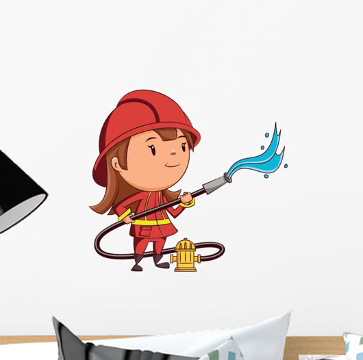 Firefighter Girl Wall Decal