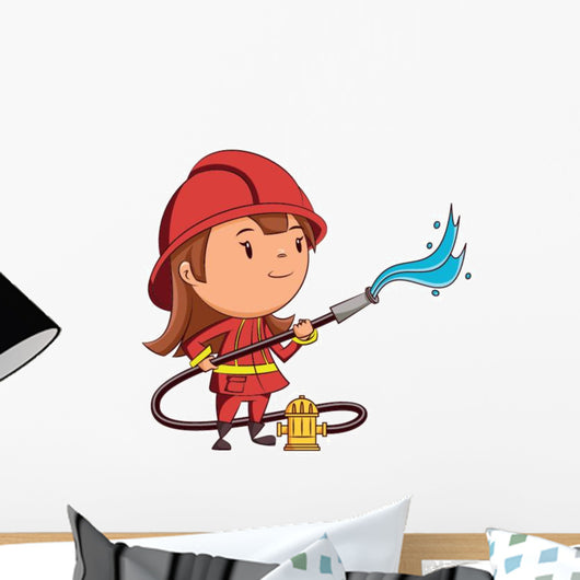 Firefighter Girl Wall Decal