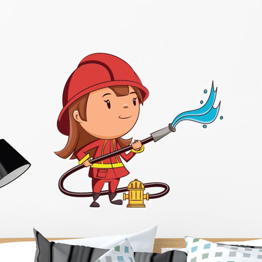 Firefighter Girl Wall Decal