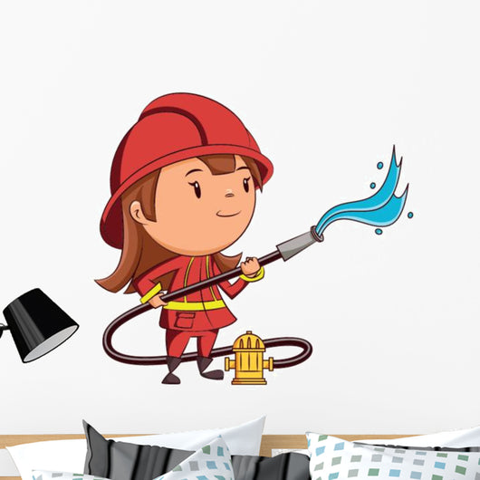 Firefighter Girl Wall Decal