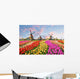 Landscape with Tulips Zaanse Windmills Wall Decal