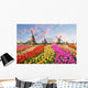 Landscape with Tulips Zaanse Windmills Wall Decal