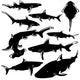 Dangerous Sharks Vector Silhouette Wall Decal