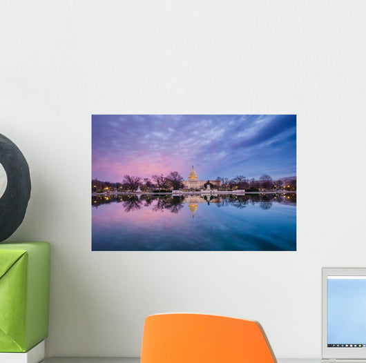 United States Capitol Distant Sunset Wall Decal