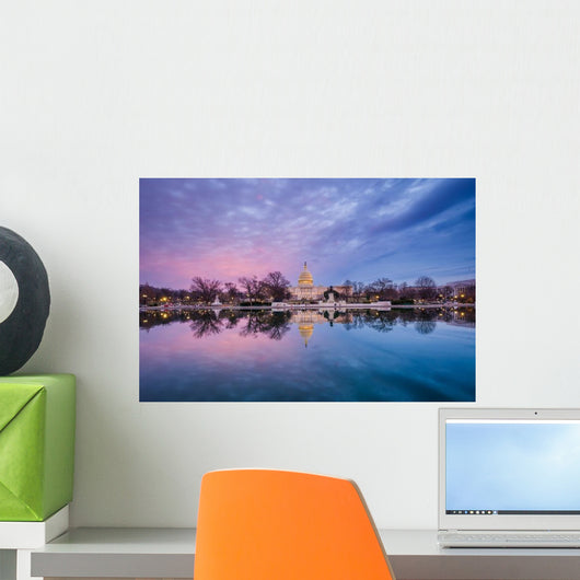 United States Capitol Distant Sunset Wall Decal