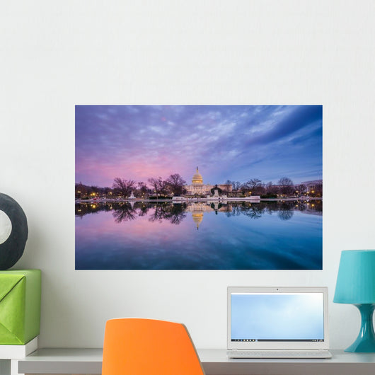 United States Capitol Distant Sunset Wall Decal