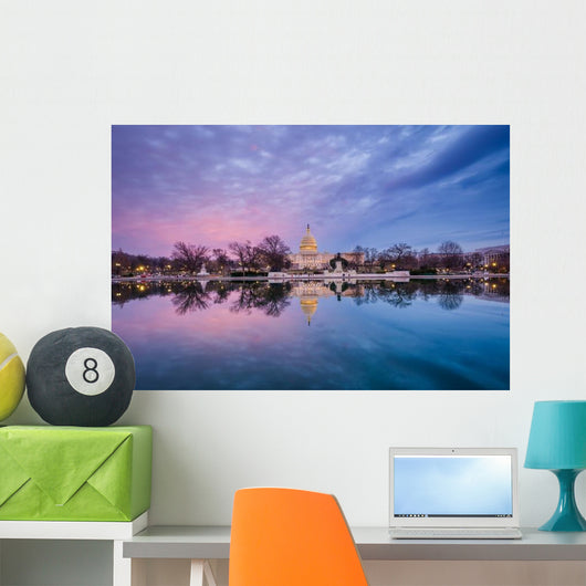 United States Capitol Distant Sunset Wall Decal