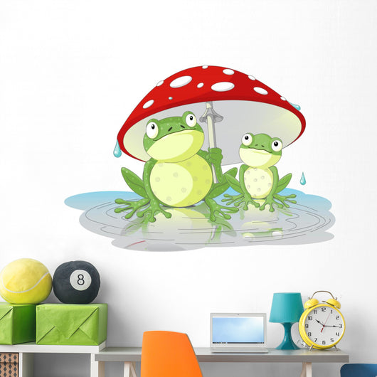 Two Frogs under Mushroom Wall Decal