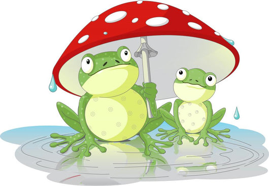 Two Frogs under Mushroom Wall Decal
