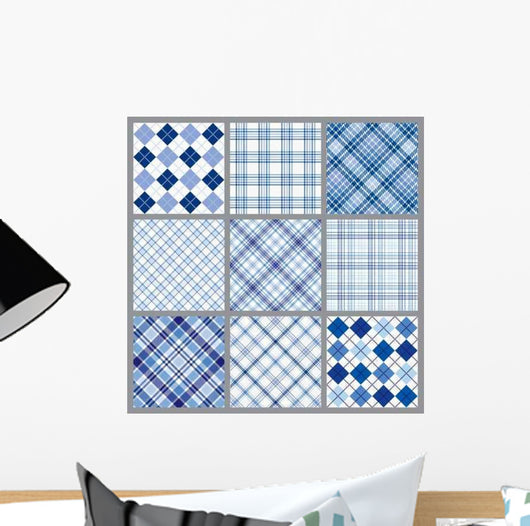 Nine Blue Plaids Wall Decal