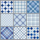 Nine Blue Plaids Wall Decal