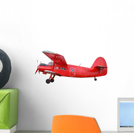 Red Airplane Biplane Wall Decal
