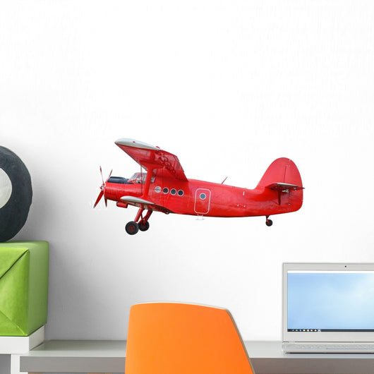 Red Airplane Biplane Wall Decal
