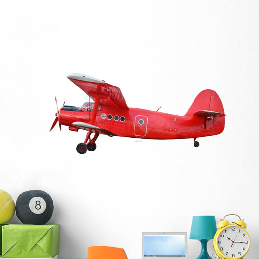 Red Airplane Biplane Wall Decal