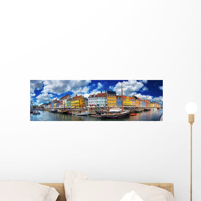 Colorful Houses Nyhavn Copenhagen Wall Decal shown on a wall