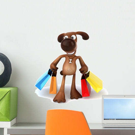Shopping Dog Wall Decal
