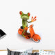 Frog Ridding Orange Vespa Wall Decal
