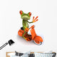 Frog Ridding Orange Vespa Wall Decal