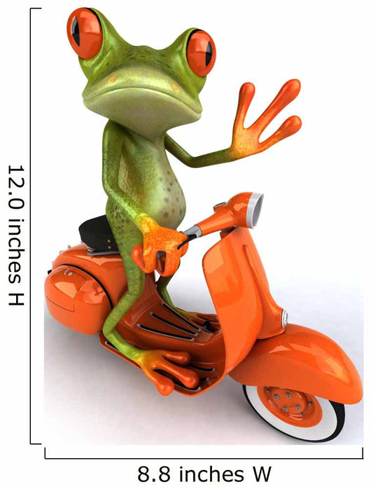 Frog Ridding Orange Vespa Wall Decal