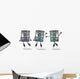 Cartoon Robots Funny Electronics Wall Decal Sticker Set