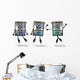 Cartoon Robots Funny Electronics Wall Decal Sticker Set