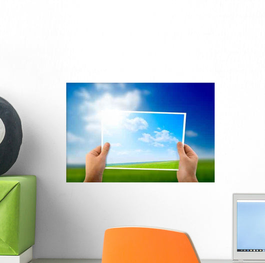 Photo Green Field Hands Wall Decal Design 1