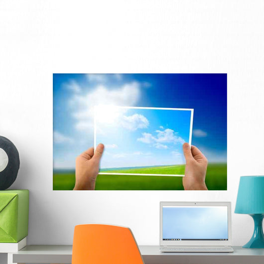 Photo Green Field Hands Wall Decal Design 1