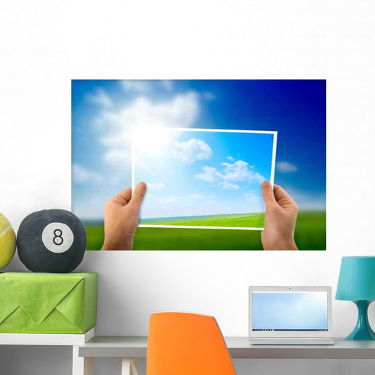 Photo Green Field Hands Wall Decal Design 1