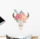 Boho Floral Bull Skull Wall Decal