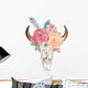 Boho Floral Bull Skull Wall Decal