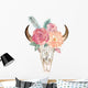 Boho Floral Bull Skull Wall Decal