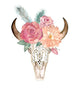 Boho Floral Bull Skull Wall Decal