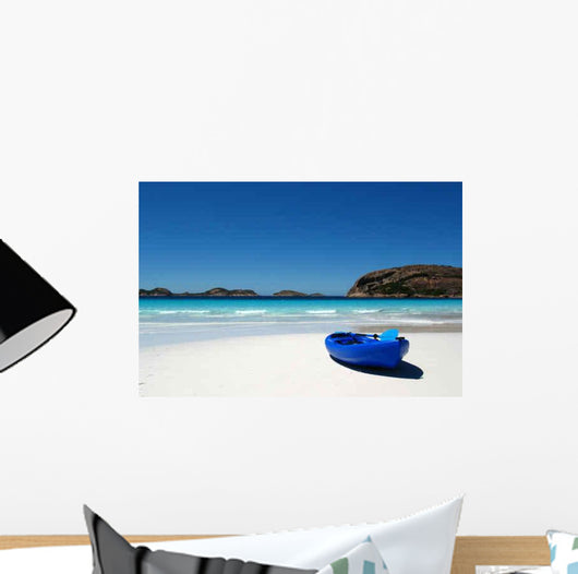 Blue Canoe Sandy Beach Wall Decal