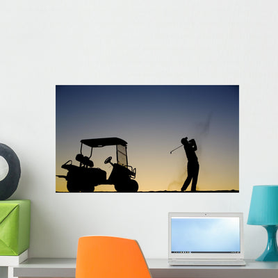 Golf Silhouette Wall Decal shown on a wall