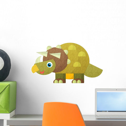 Cartoon Happy Dinosaur Triceratops Wall Decal