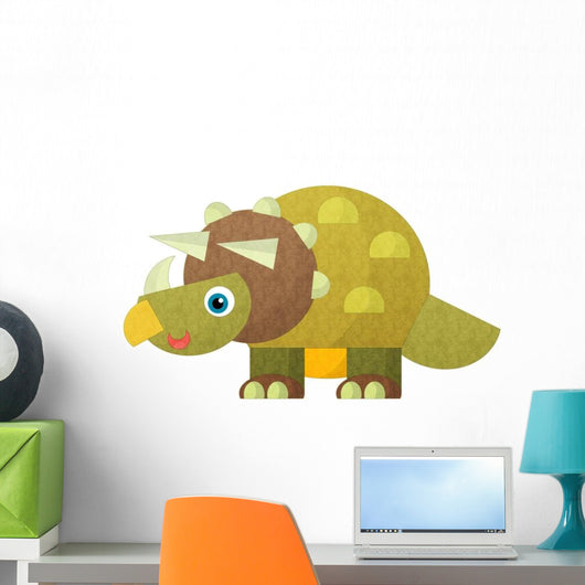 Cartoon Happy Dinosaur Triceratops Wall Decal