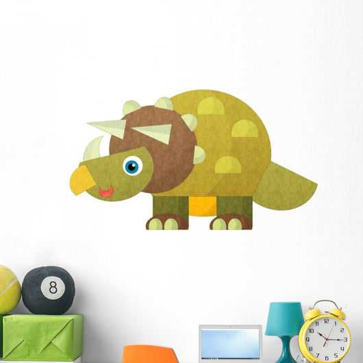 Cartoon Happy Dinosaur Triceratops Wall Decal