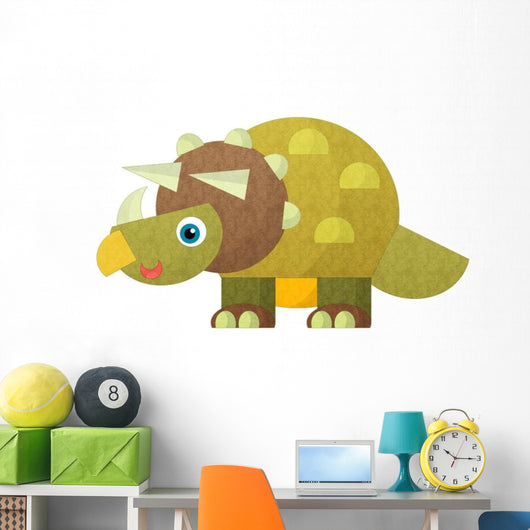 Cartoon Happy Dinosaur Triceratops Wall Decal