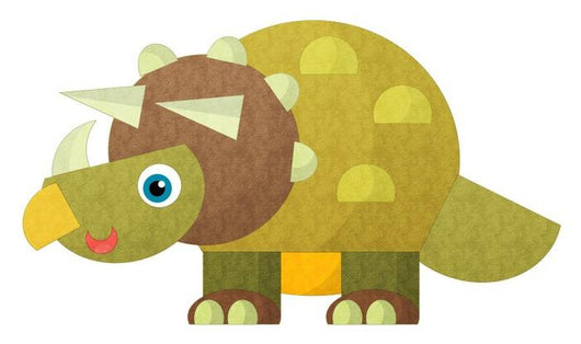 Cartoon Happy Dinosaur Triceratops Wall Decal