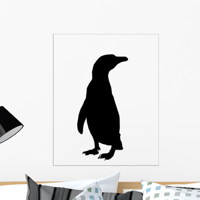 Penguin Silhouette Wall Decal shown on a wall