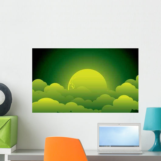 Green Moon Wall Decal