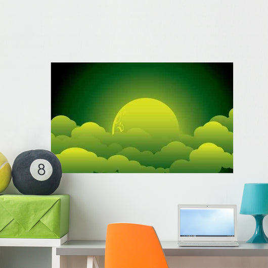 Green Moon Wall Decal