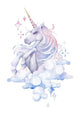 Cute Cloudy Watercolor Unicorn Wall Decal