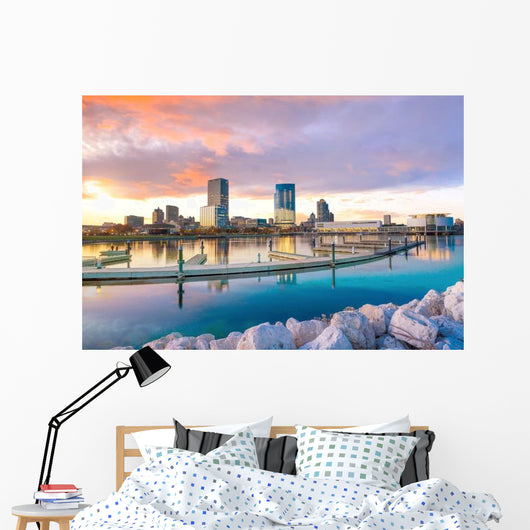 Milwaukee Evening Skyline Wall Decal