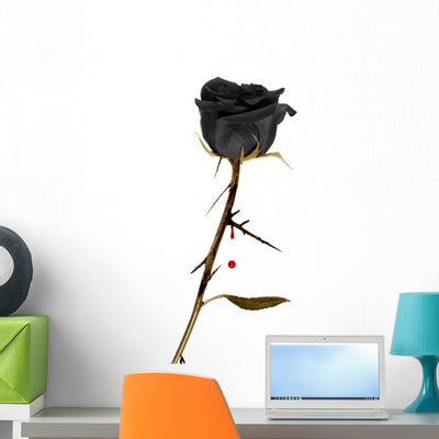 Black Rose Wall Decal shown on a wall