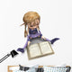 Cute Cartoon Girl Reading Wall Decal