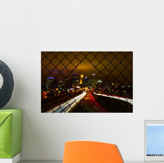 Minneapolis Skyline at Night Wall Decal