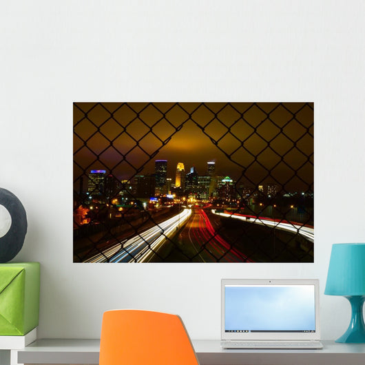 Minneapolis Skyline at Night Wall Decal